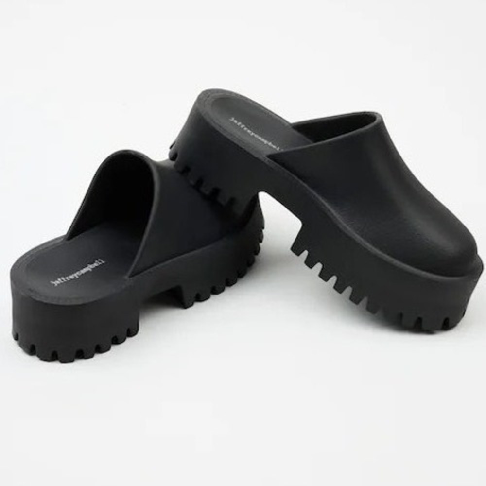 Jeffrey Campbell Clogge Black Platform Lug Sole Mules Clogs